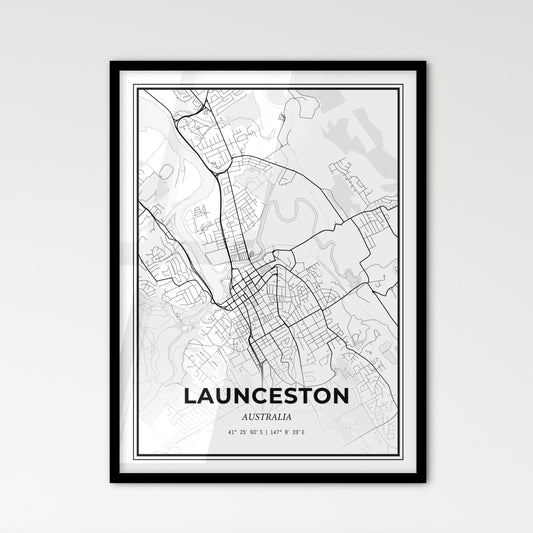 Launceston Australia - Scandinavian Style City Map for Modern Home Decor