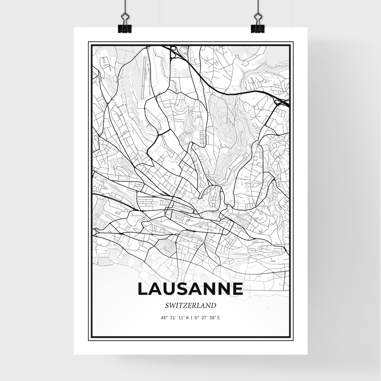 Lausanne Switzerland - Premium City Map Poster