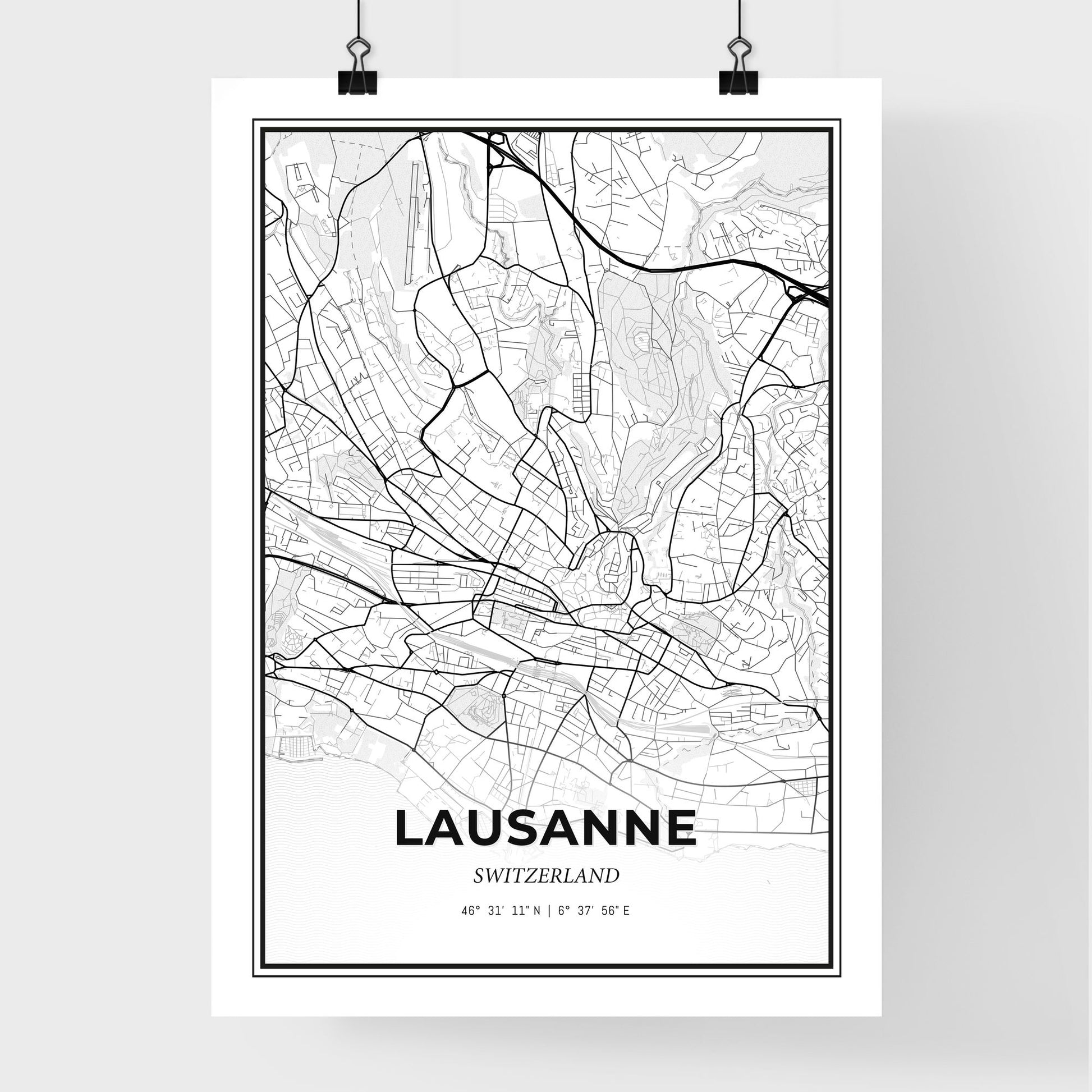 Lausanne Switzerland - Premium City Map Poster