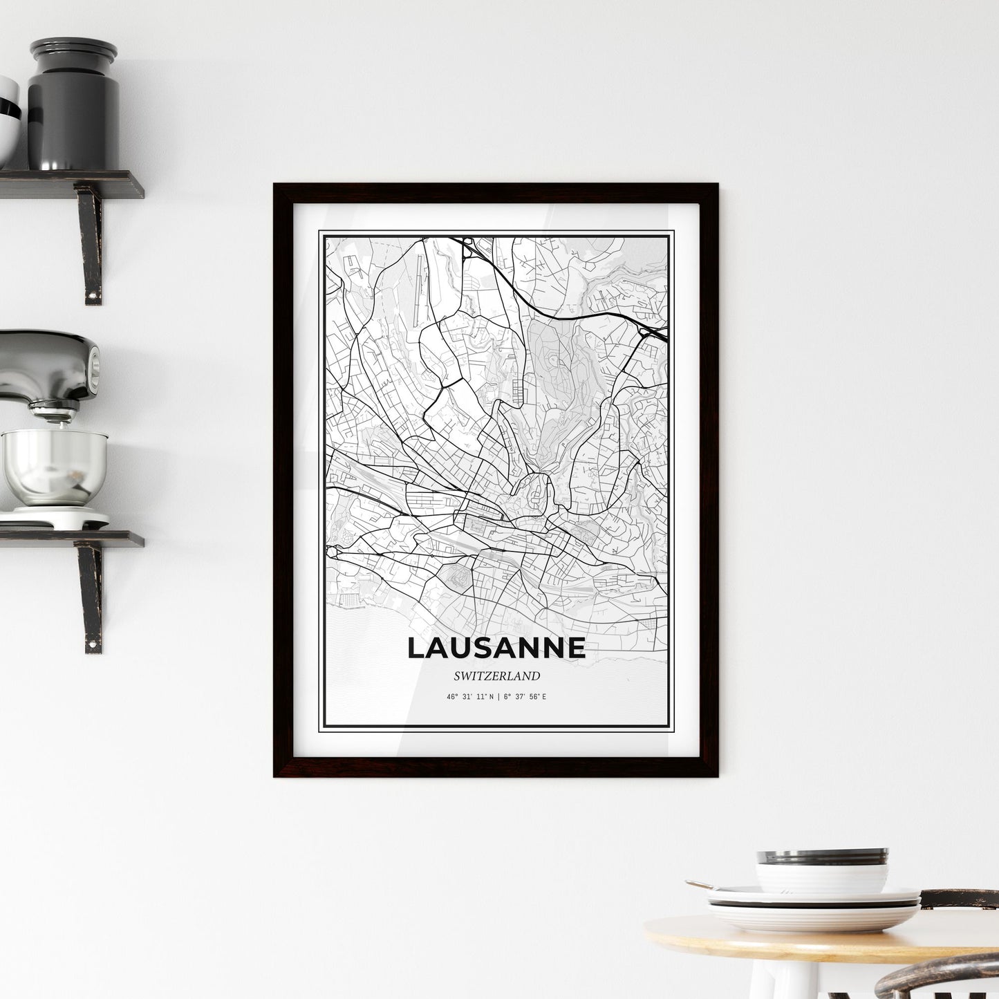 Lausanne Switzerland - Minimal City Map