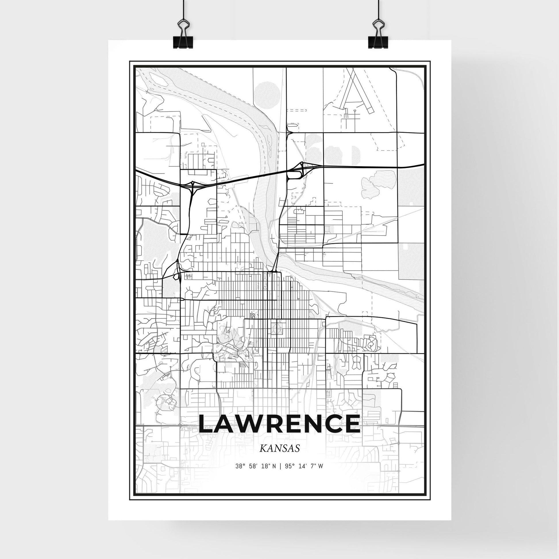 Lawrence Kansas - Premium City Map Poster