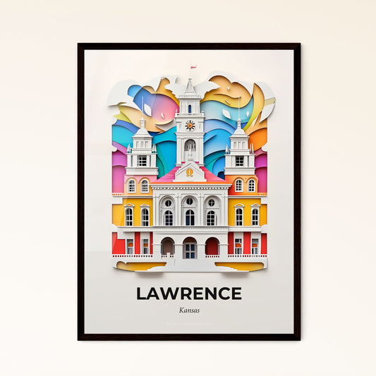 Vivid Lawrence, Kansas - a paper cut of a building with a clock tower