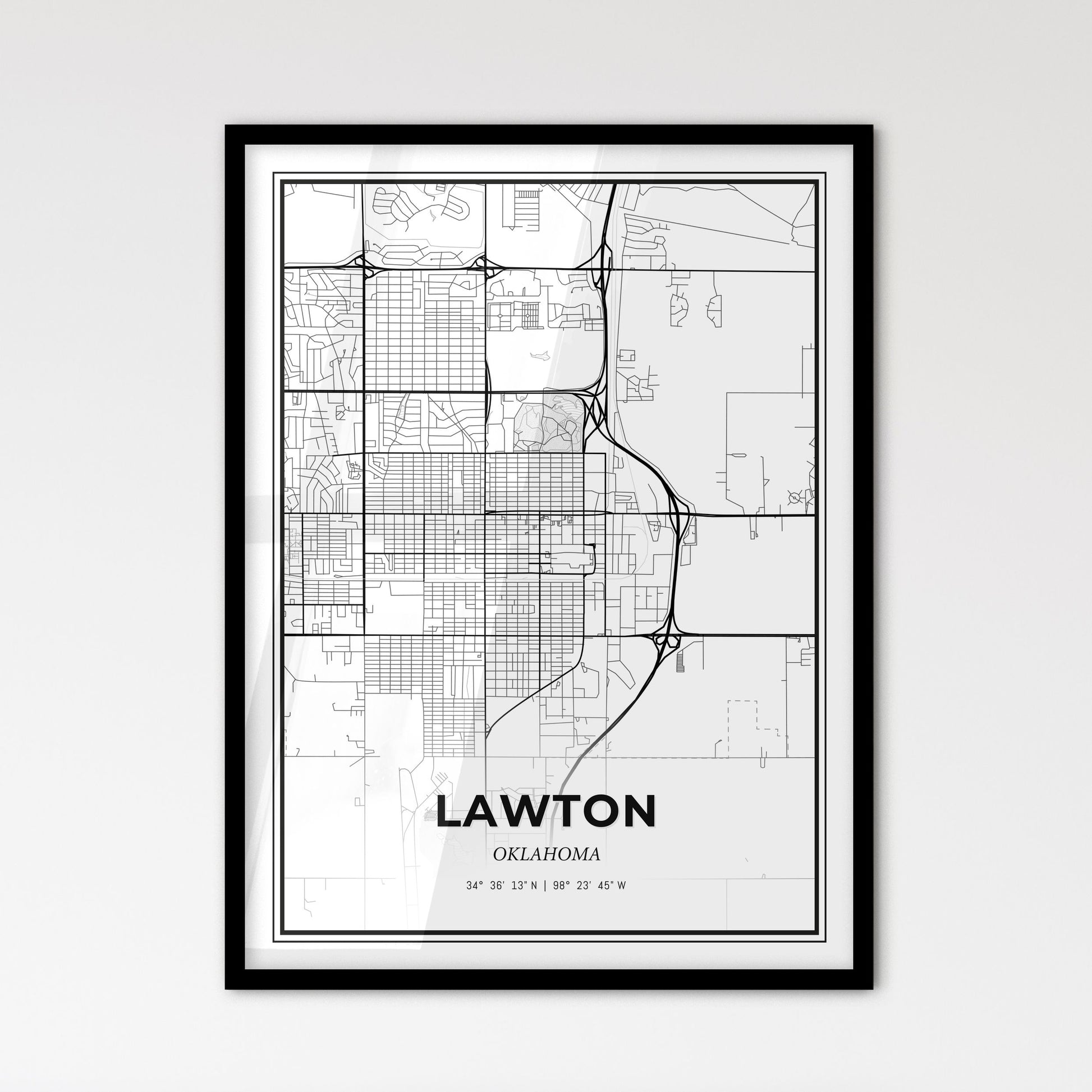 Lawton Oklahoma - Scandinavian Style City Map for Modern Home Decor