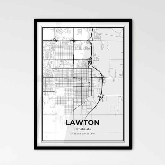 Lawton Oklahoma - Scandinavian Style City Map for Modern Home Decor