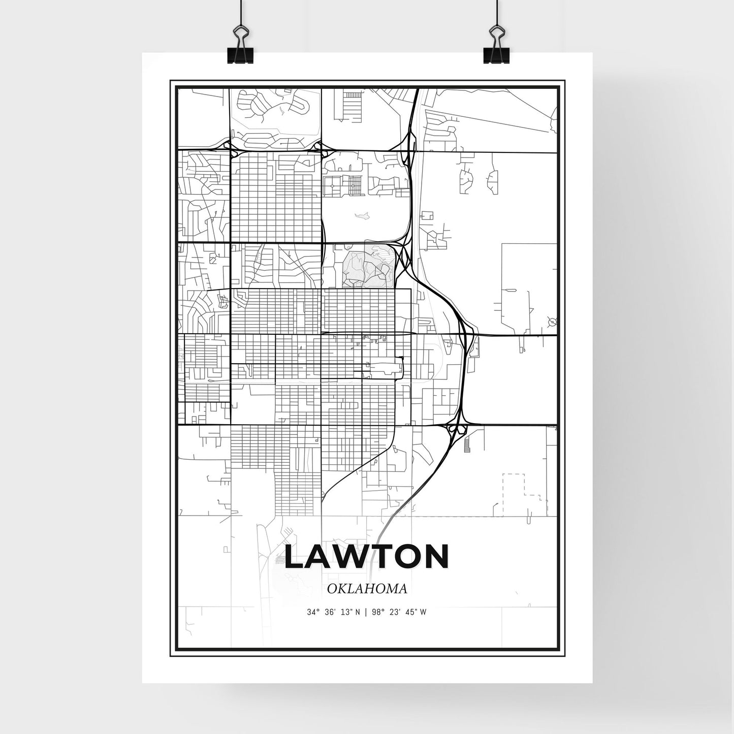 Lawton Oklahoma - Premium City Map Poster