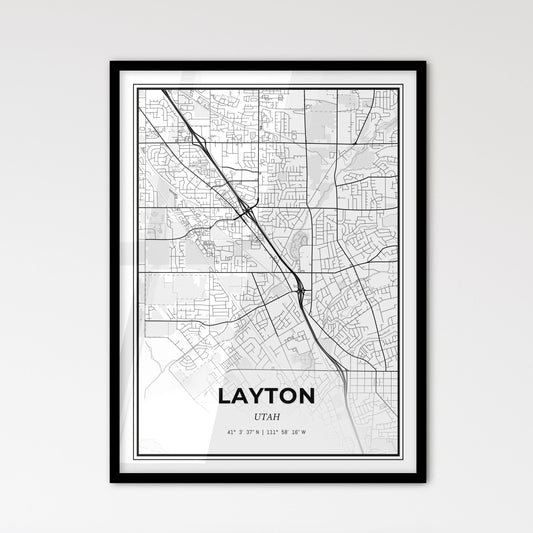 Layton Utah - Scandinavian Style City Map for Modern Home Decor