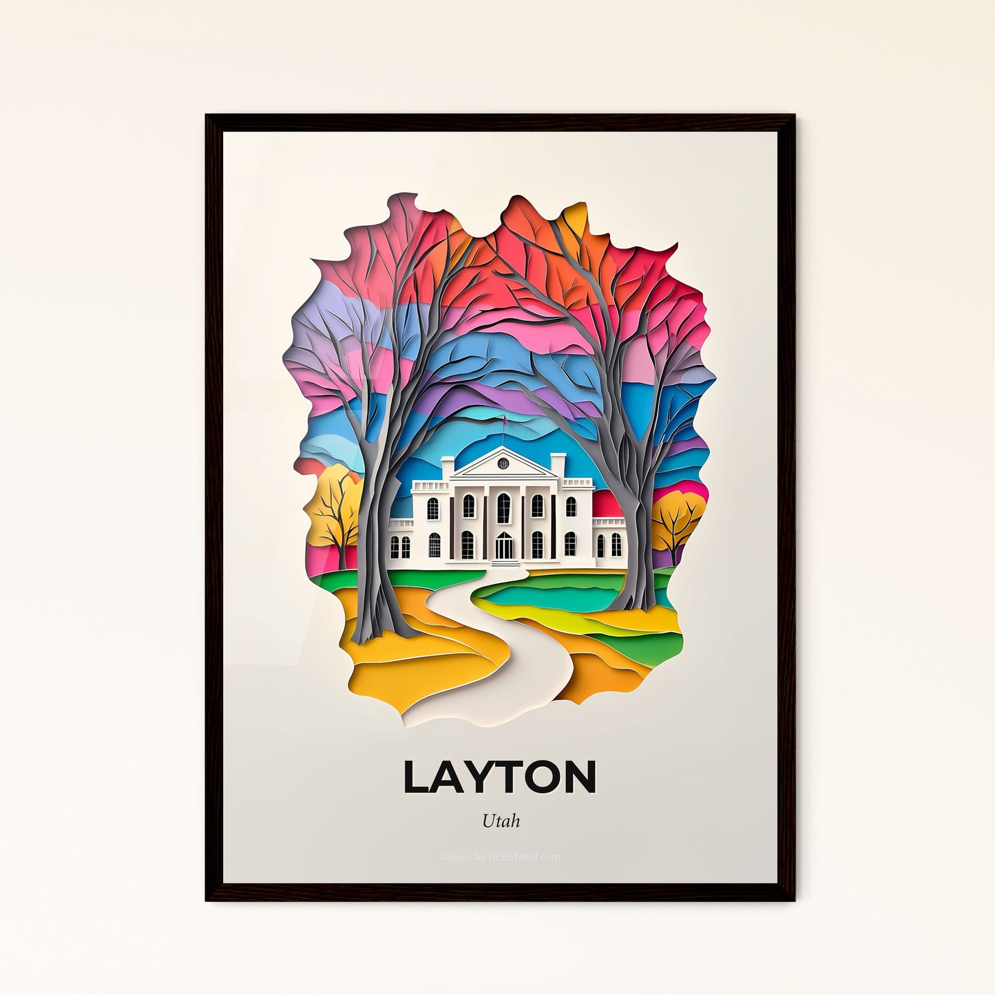 Vivid Layton, Utah - a paper cut of a house with trees