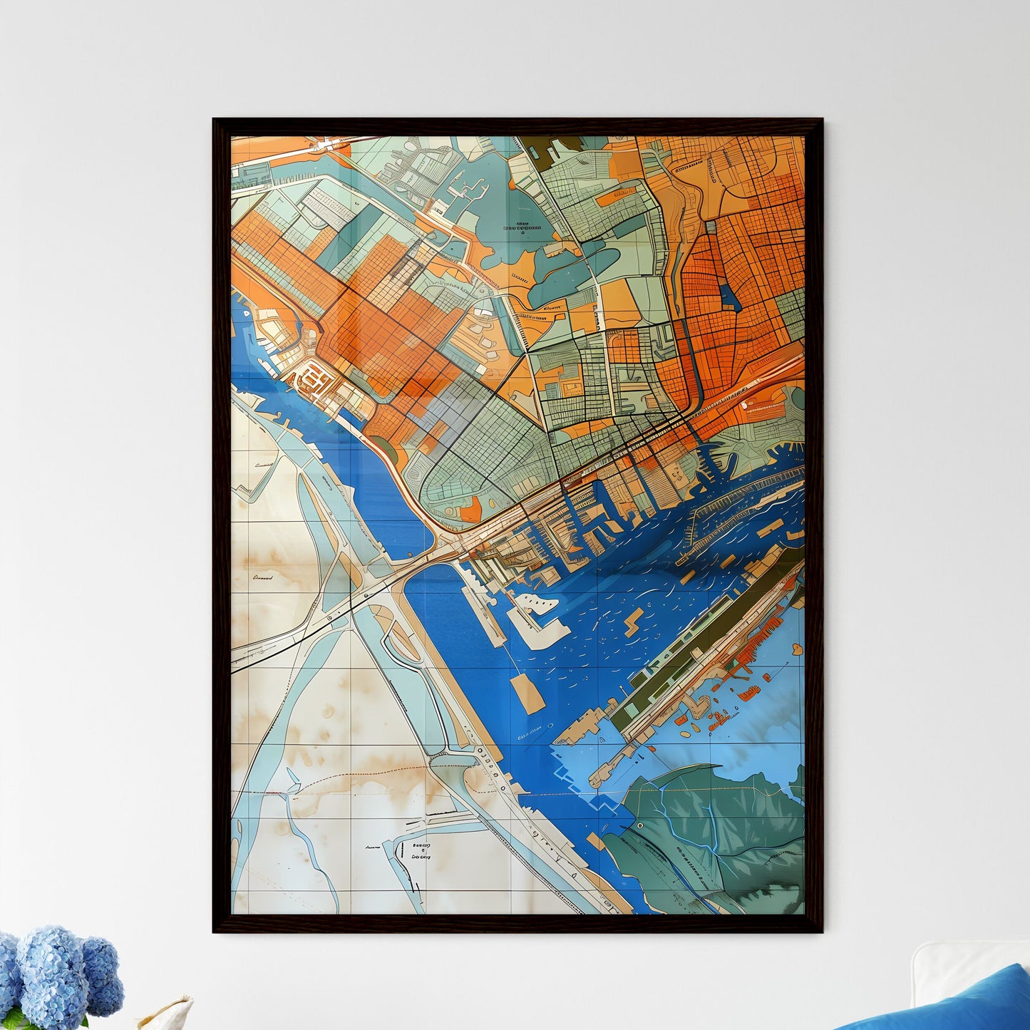 Artful City Map - Vibrant Painting Featuring Havre Landmarks Default Title