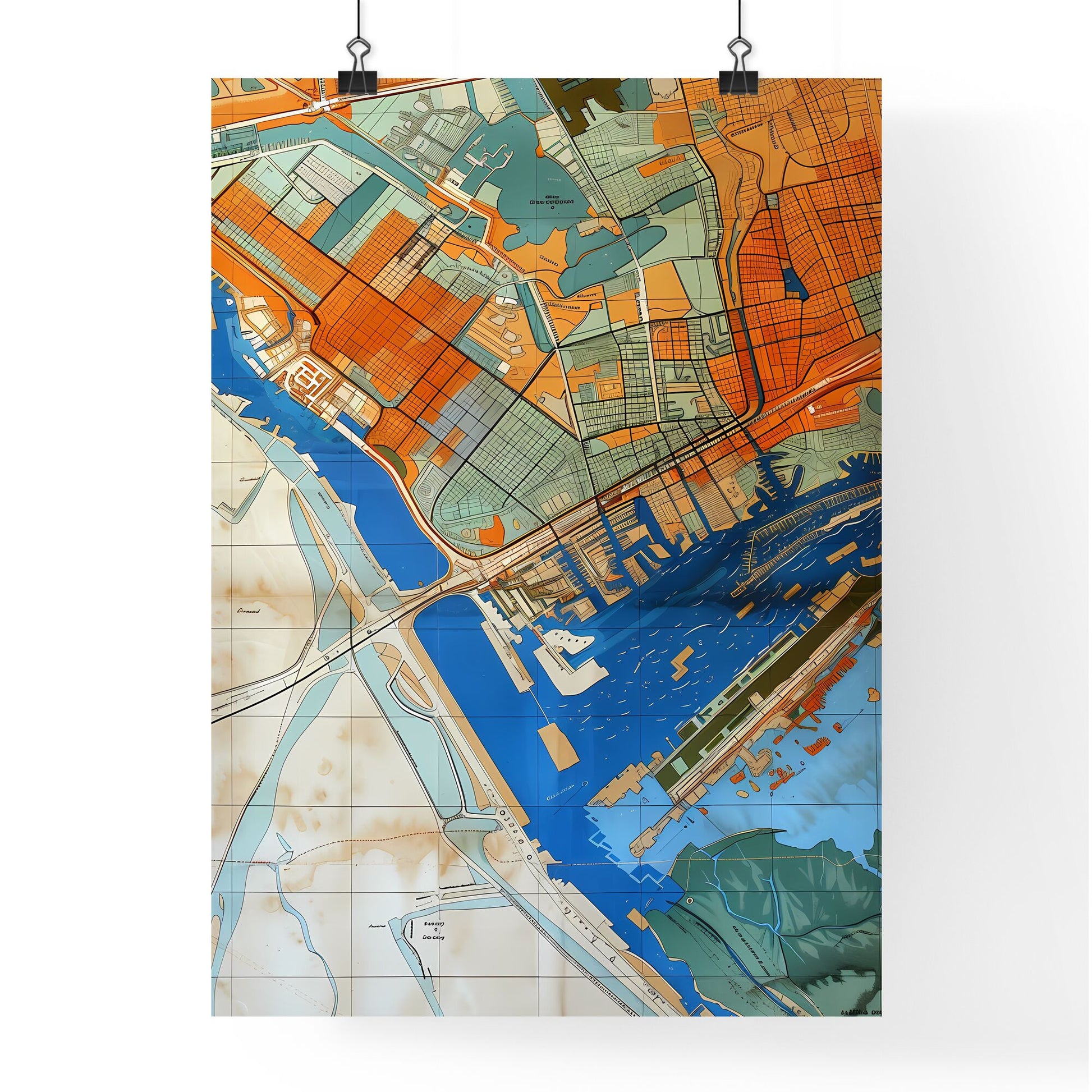 Artful City Map - Vibrant Painting Featuring Havre Landmarks Default Title