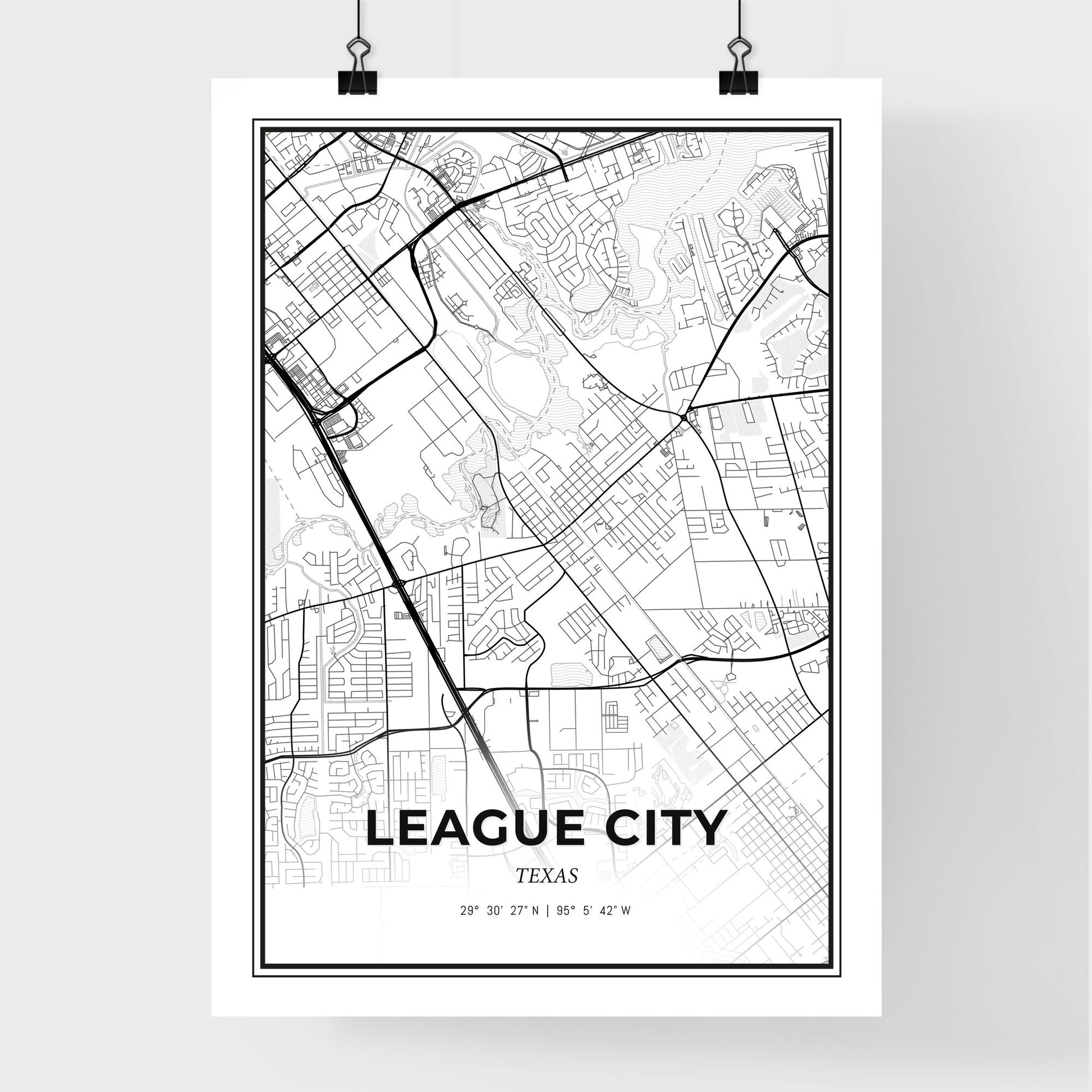 League City Texas - Premium City Map Poster