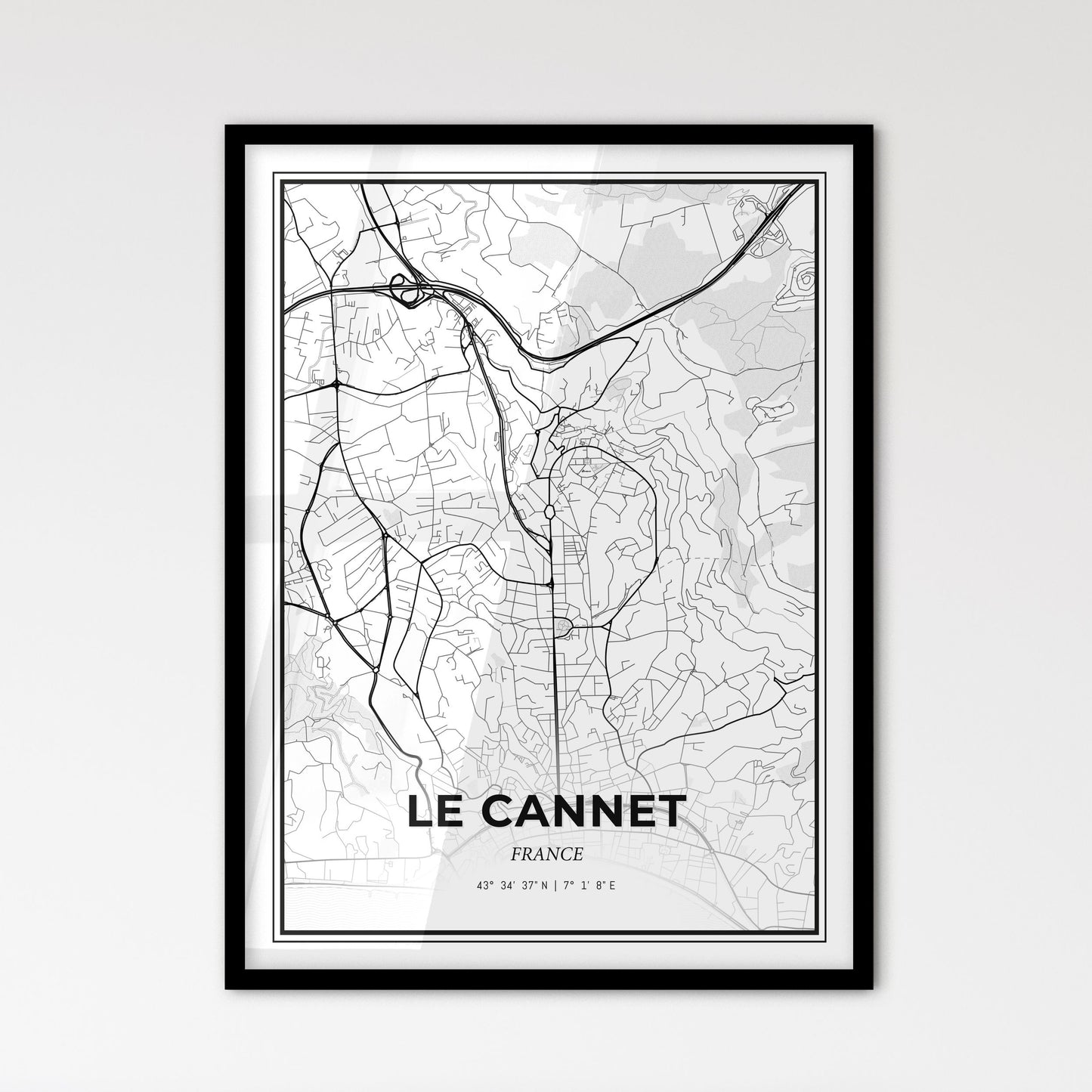 Le Cannet France - Scandinavian Style City Map for Modern Home Decor