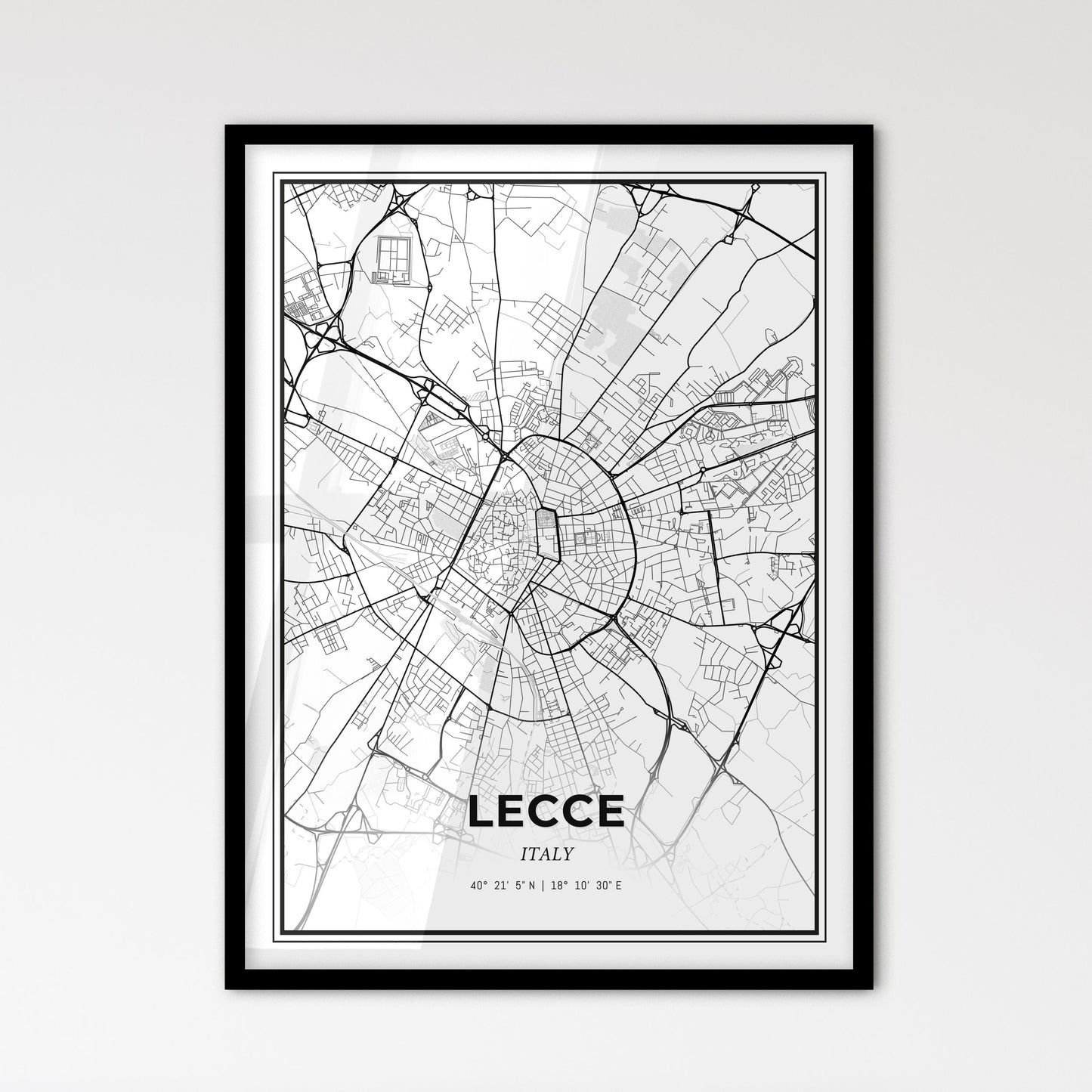 Lecce Italy - Scandinavian Style City Map for Modern Home Decor