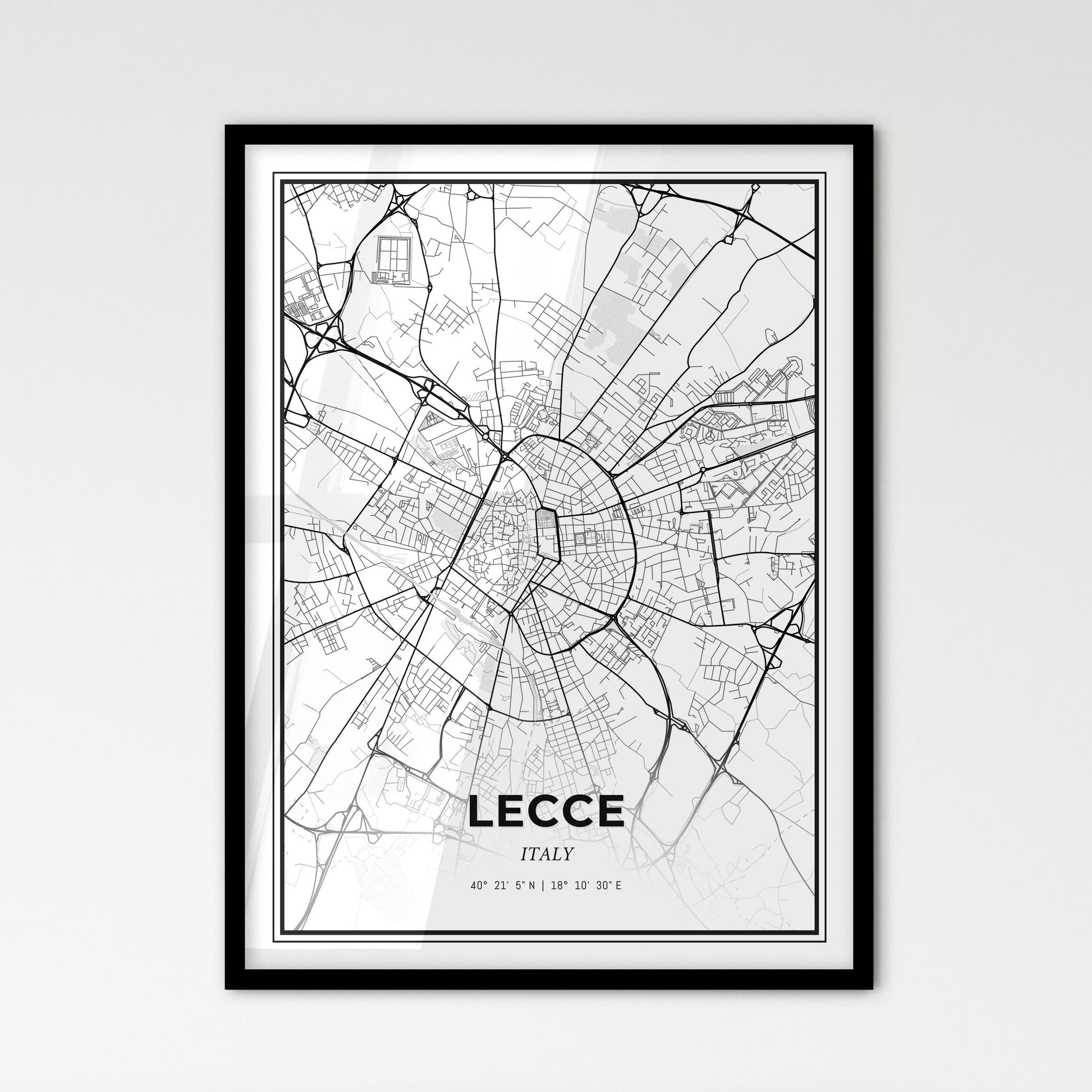 Lecce Italy - Scandinavian Style City Map for Modern Home Decor