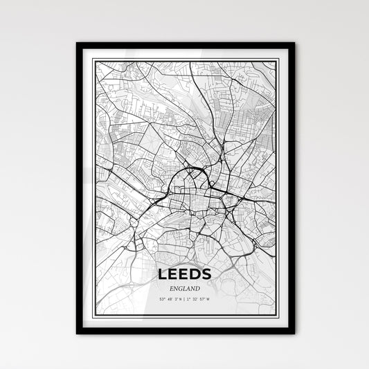 Leeds England - Scandinavian Style City Map for Modern Home Decor