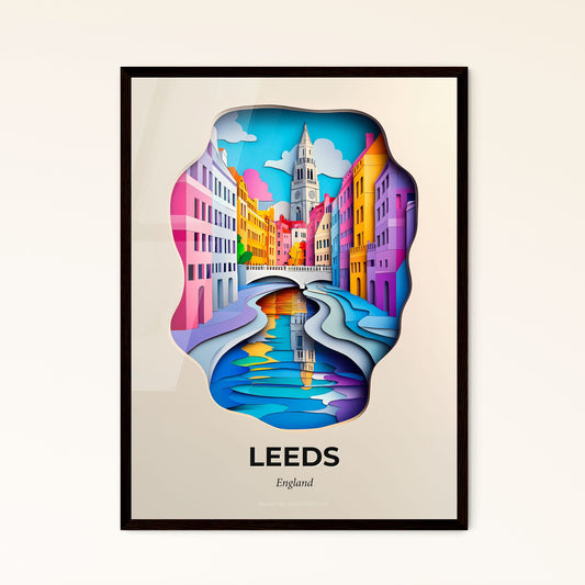 Vivid Leeds, England - a paper cut of a city with a bridge