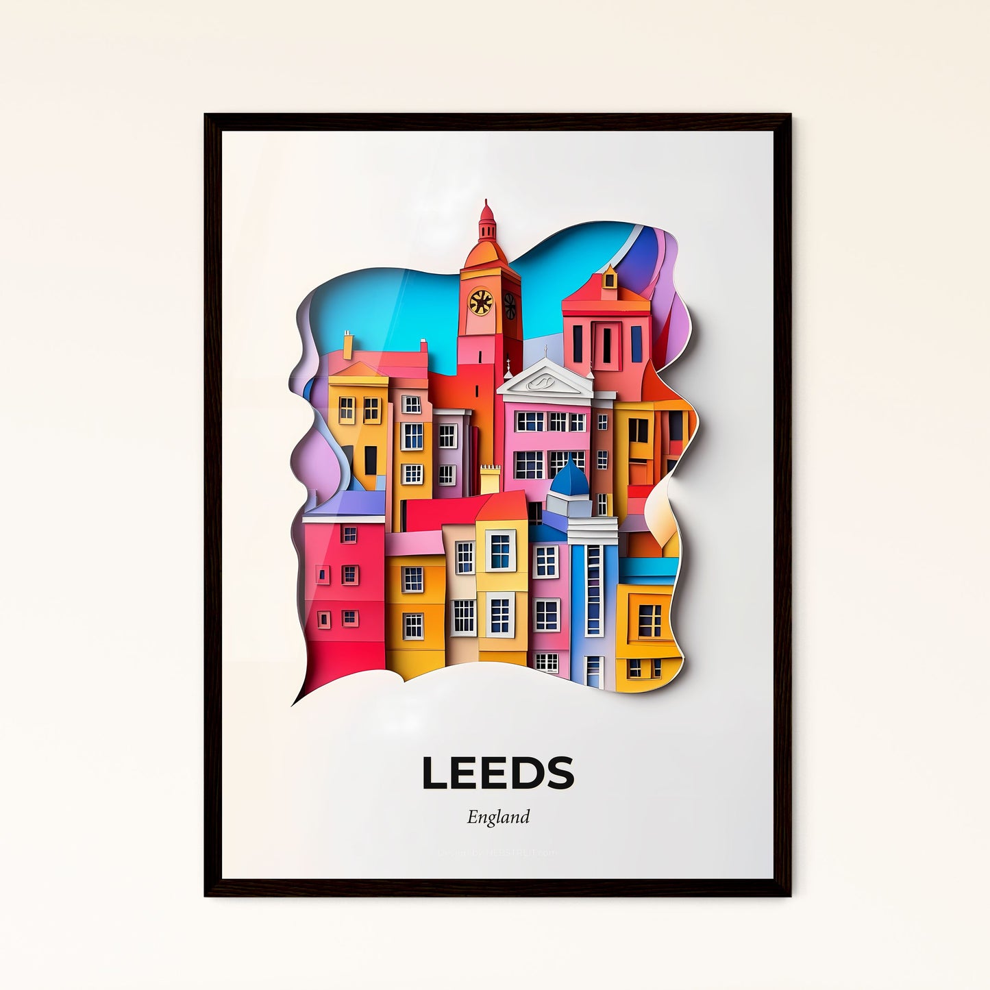 Vivid Leeds, England - a paper cut of a city with a clock tower