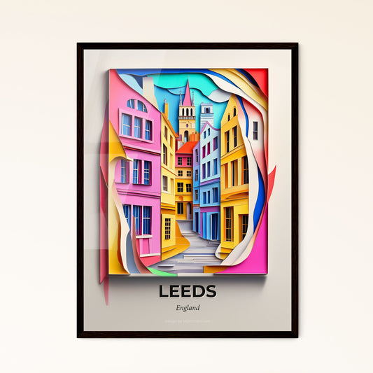 Vivid Leeds, England - a colorful cityscape with a clock tower in the background