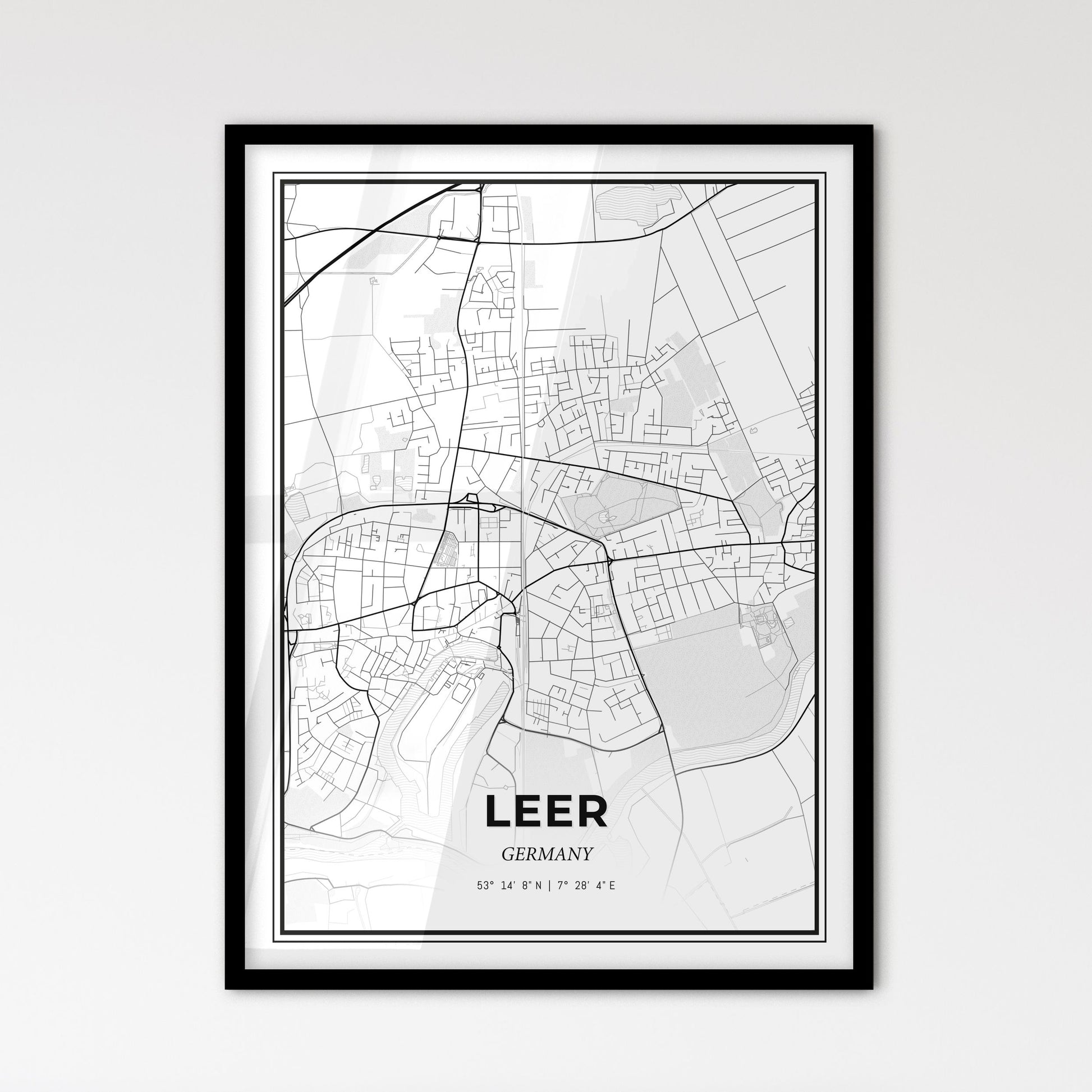 Leer Germany - Scandinavian Style City Map for Modern Home Decor