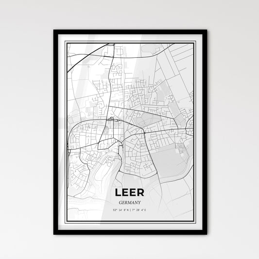 Leer Germany - Scandinavian Style City Map for Modern Home Decor