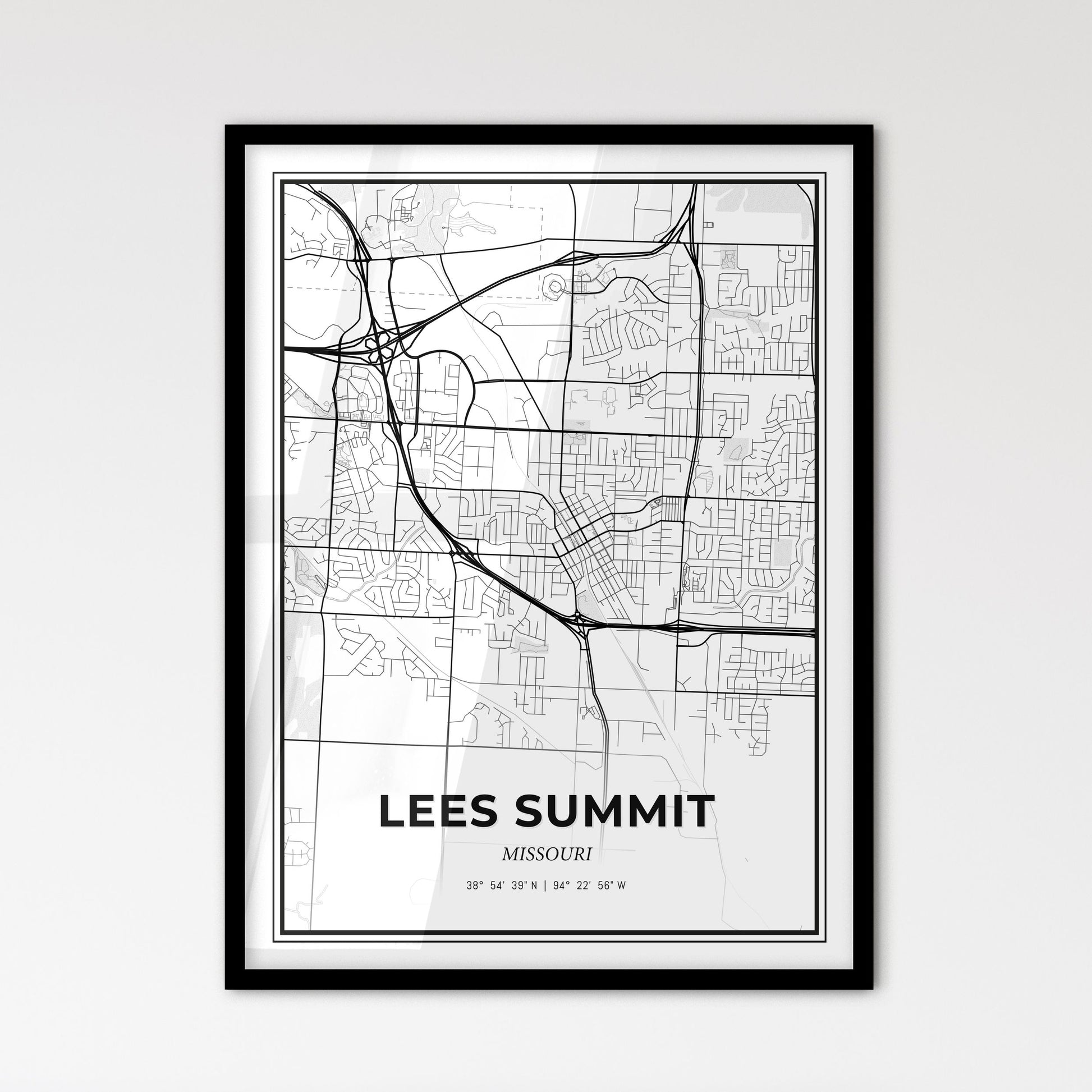 Lees Summit Missouri - Scandinavian Style City Map for Modern Home Decor