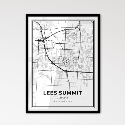 Lees Summit Missouri - Scandinavian Style City Map for Modern Home Decor