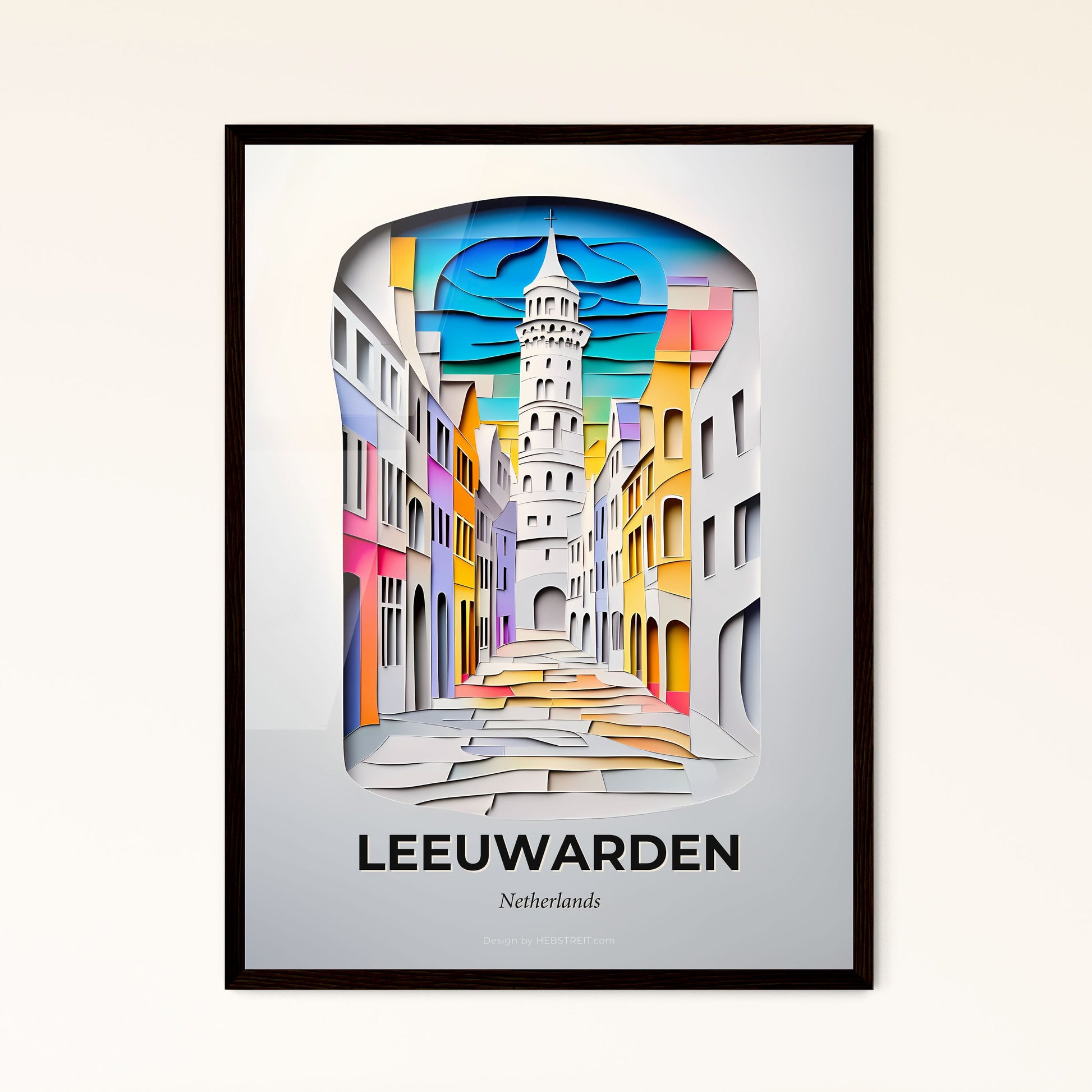 Vivid Leeuwarden, Netherlands - a paper cut of a street with a clock tower