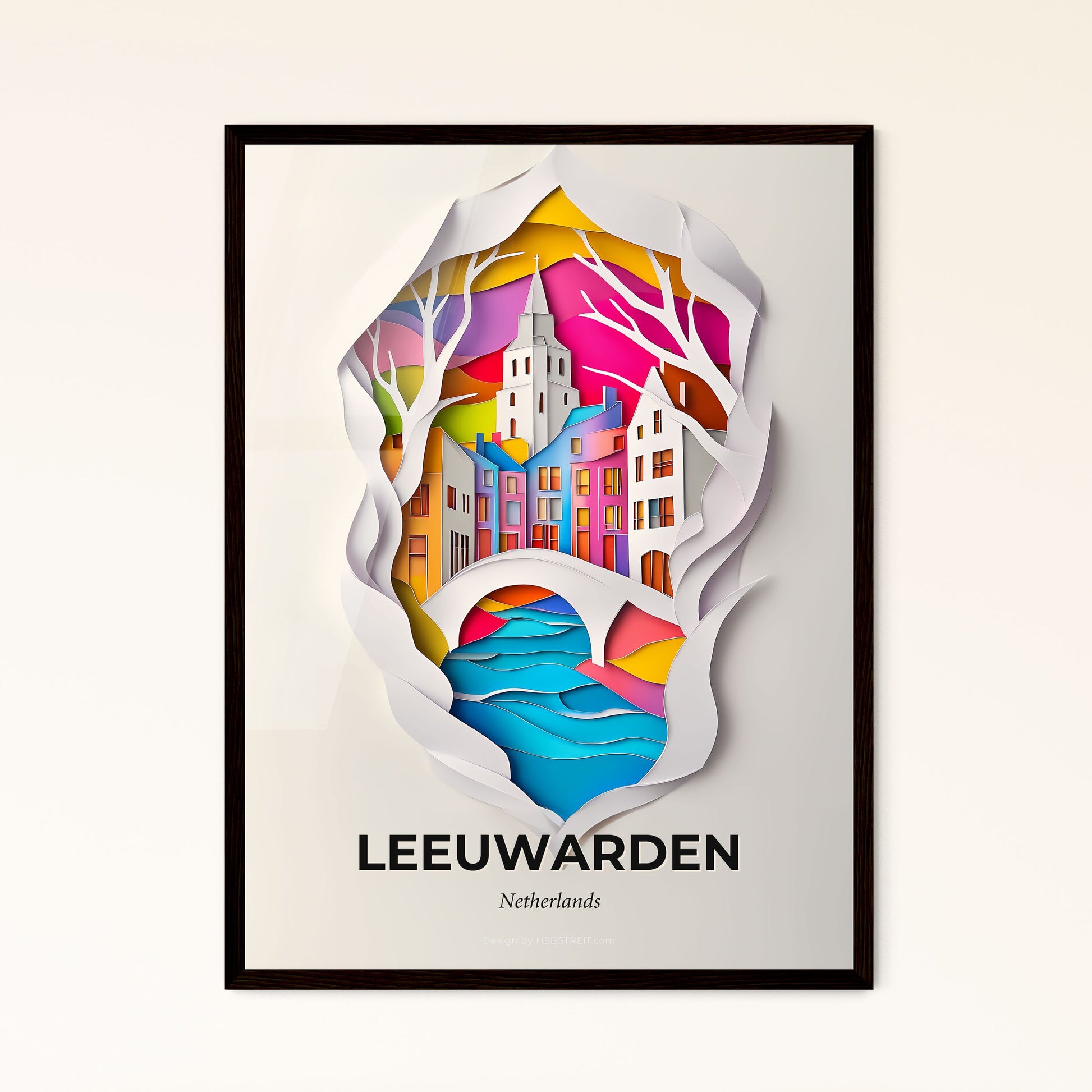 Vivid Leeuwarden, Netherlands - a paper cut of a city with a river