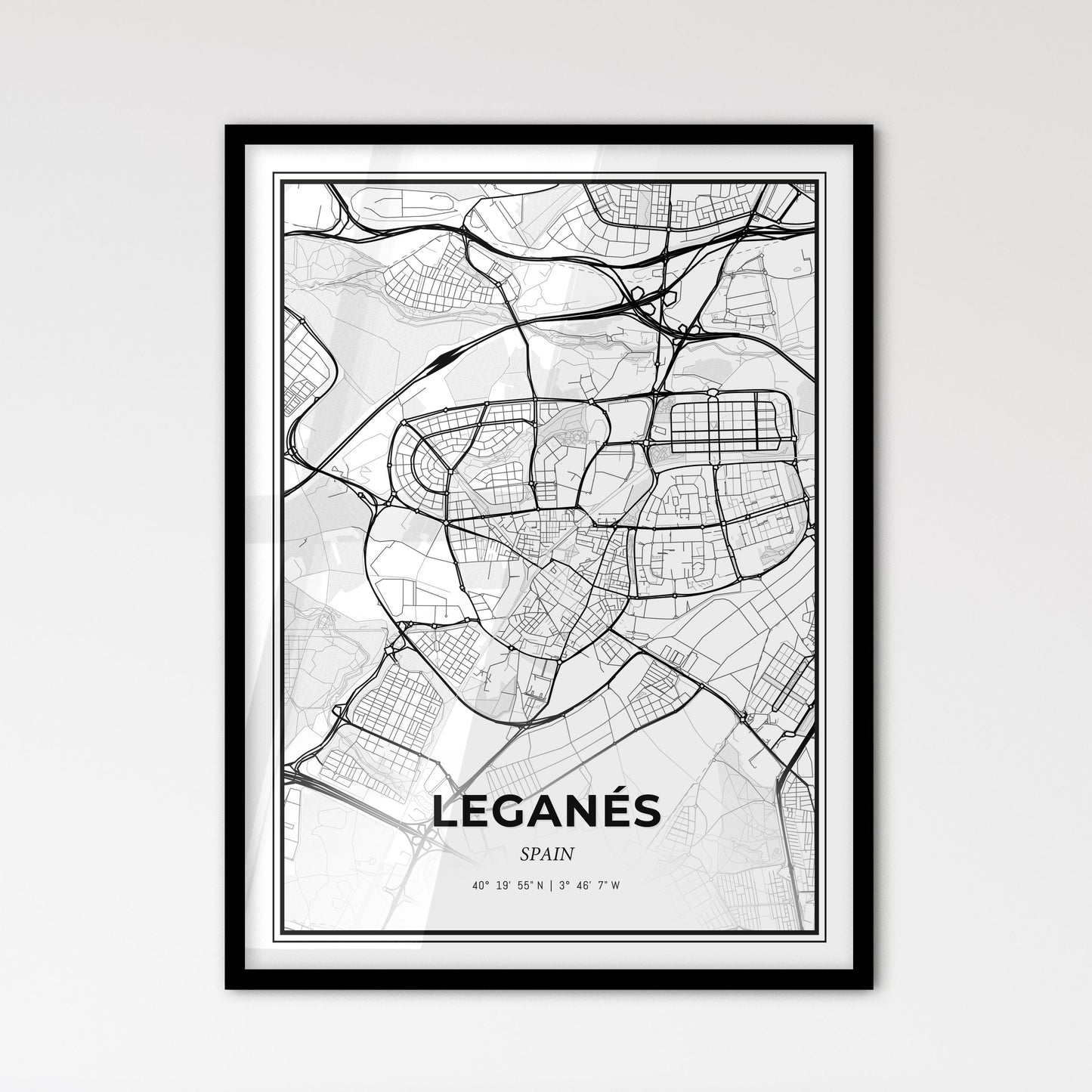 Leganés Spain - Scandinavian Style City Map for Modern Home Decor