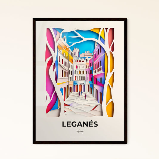 Vivid Leganés, Spain - a painting of a city street with a person walking