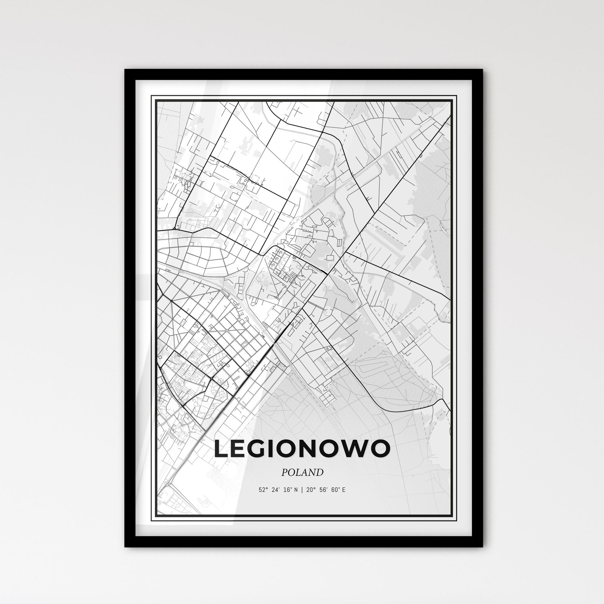 Legionowo Poland - Scandinavian Style City Map for Modern Home Decor