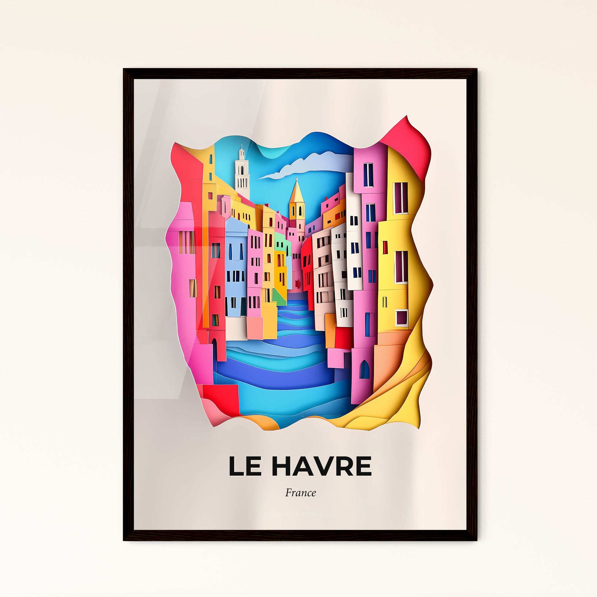 Vivid Le Havre, France - a paper cut of a city with a river