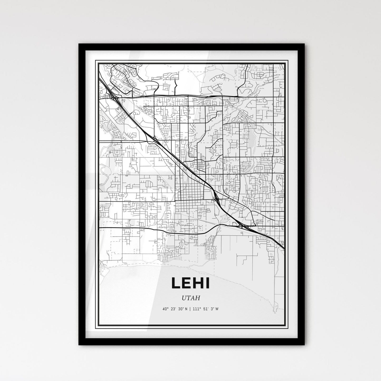 Lehi Utah - Scandinavian Style City Map for Modern Home Decor