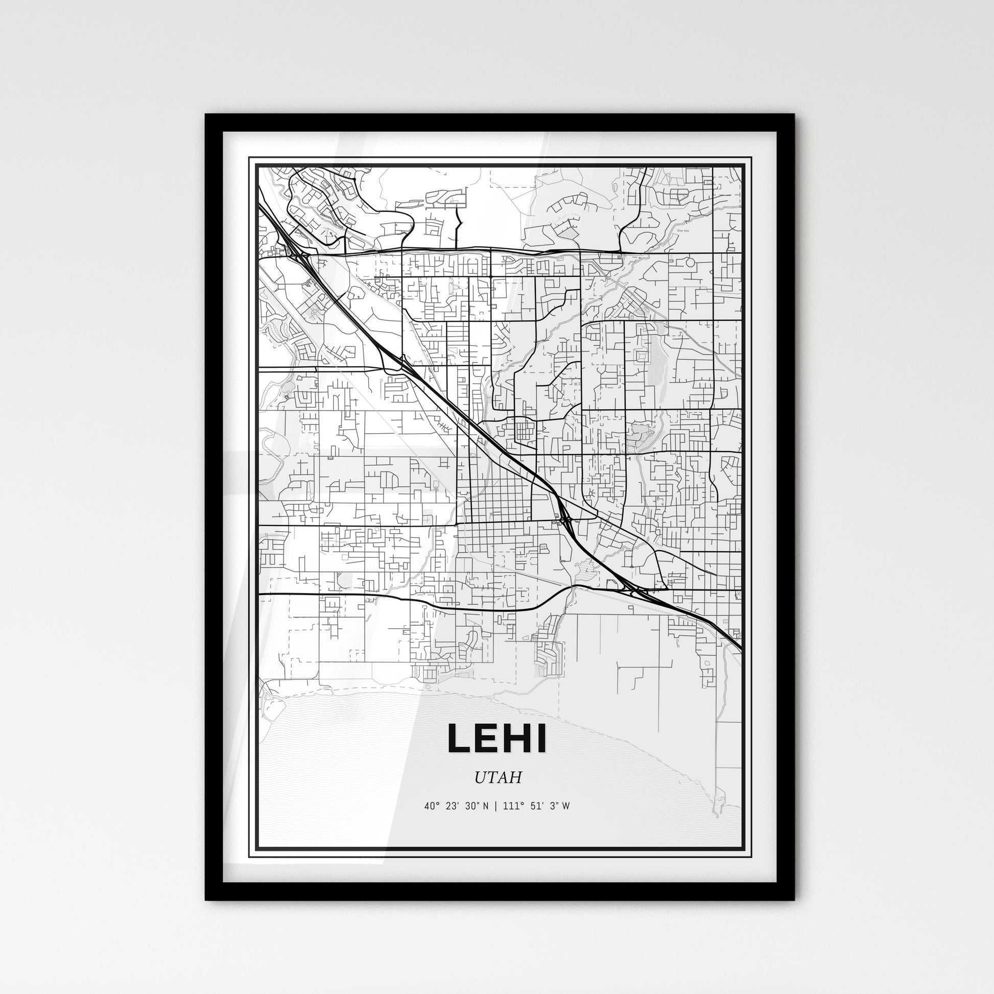 Lehi Utah - Scandinavian Style City Map for Modern Home Decor