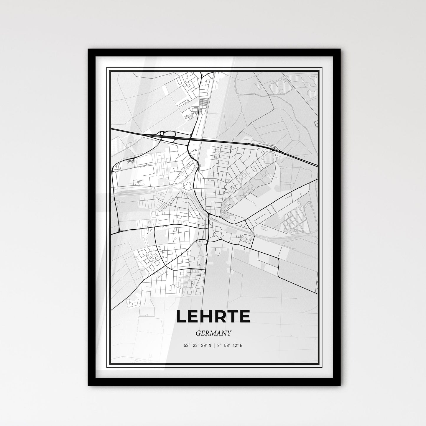 Lehrte Germany - Scandinavian Style City Map for Modern Home Decor