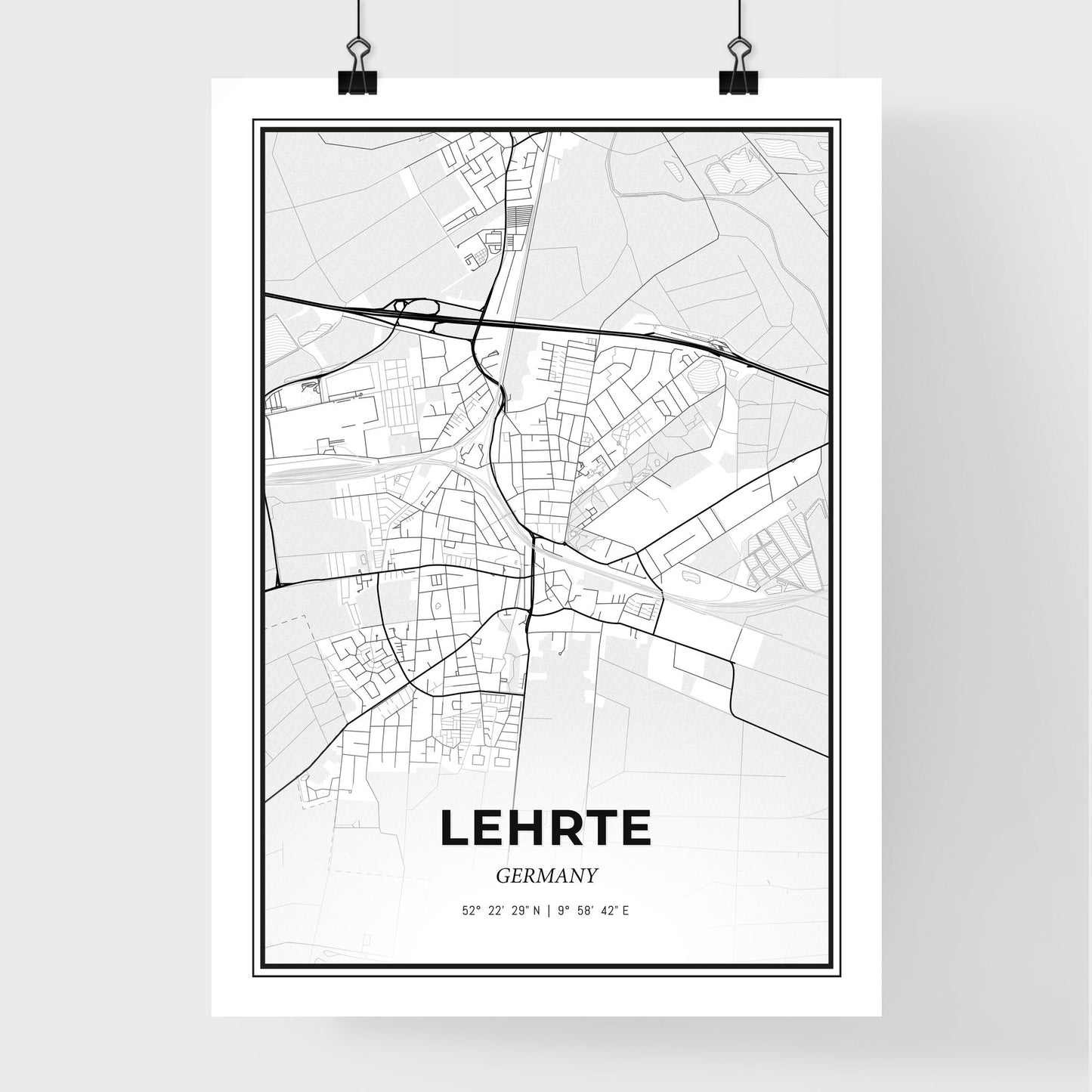 Lehrte Germany - Premium City Map Poster