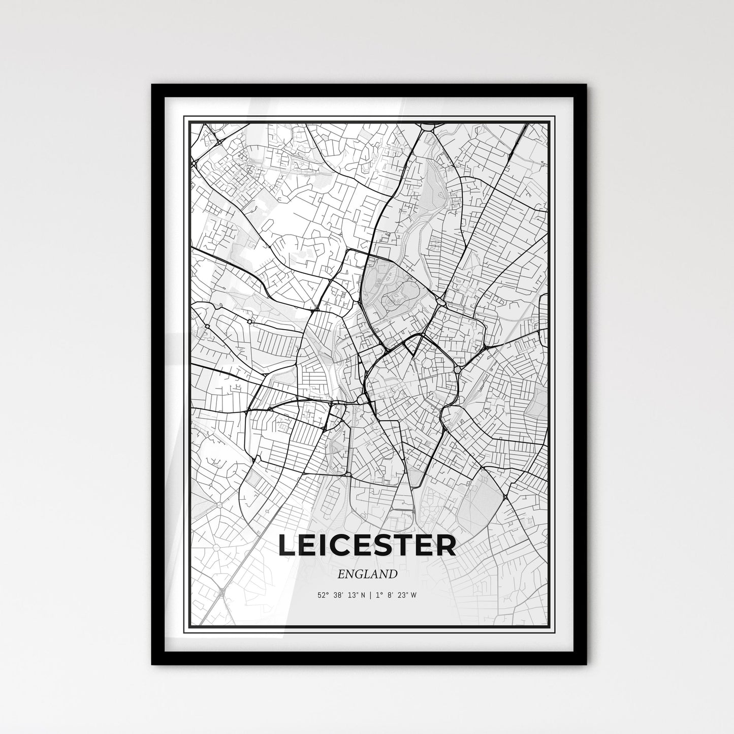 Leicester England - Scandinavian Style City Map for Modern Home Decor