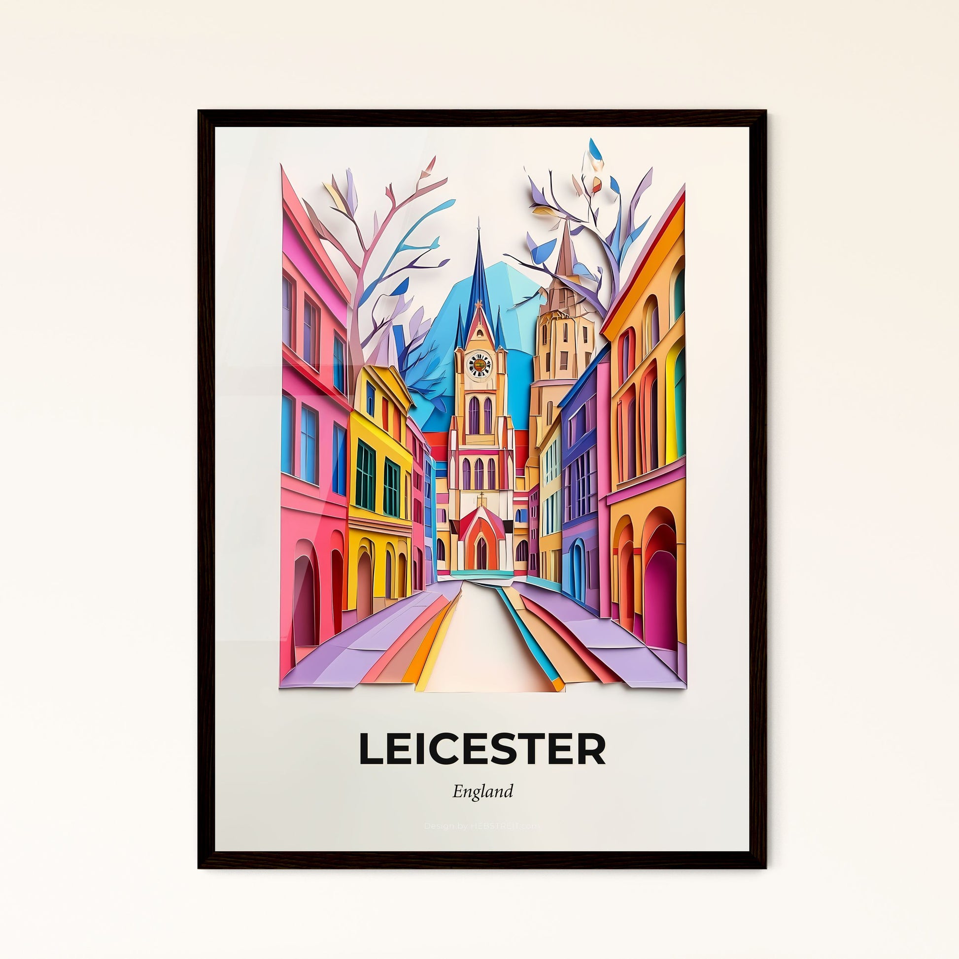 Vivid Leicester, England - a colorful city street with a clock tower