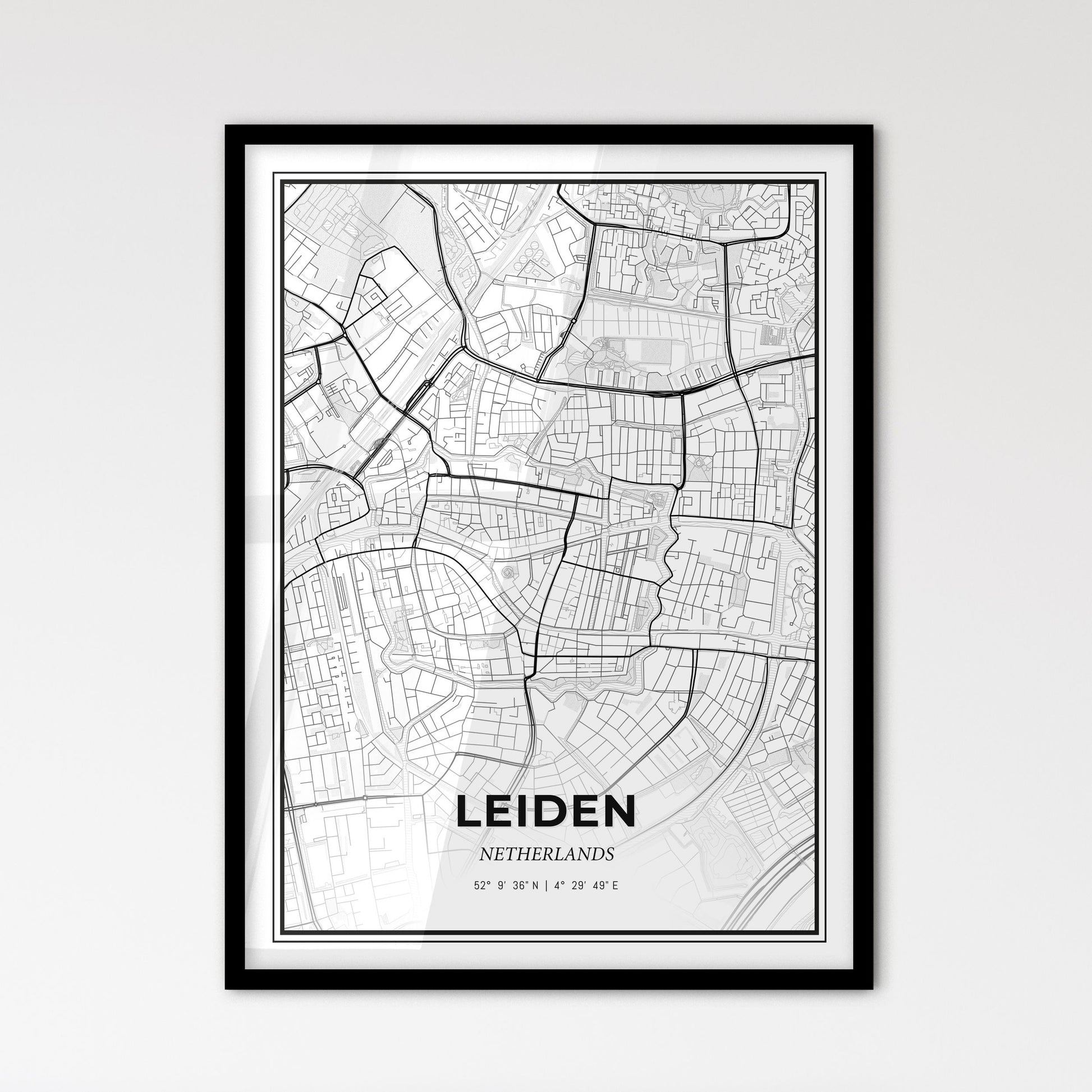  Leiden Netherlands - Scandinavian Style City Map for Modern Home Decor