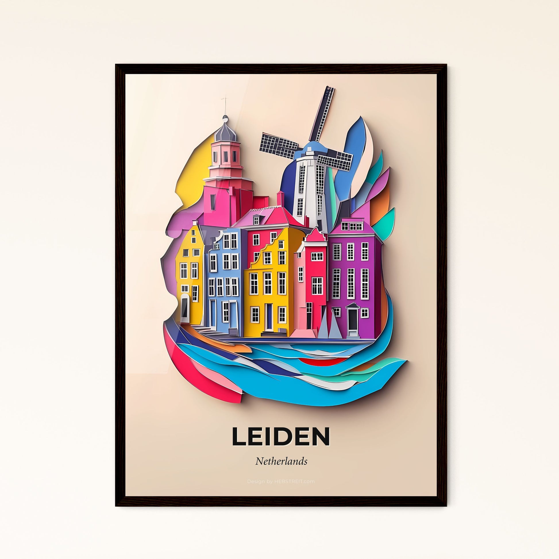 Vivid Leiden, Netherlands - a paper cut of a city with a windmill