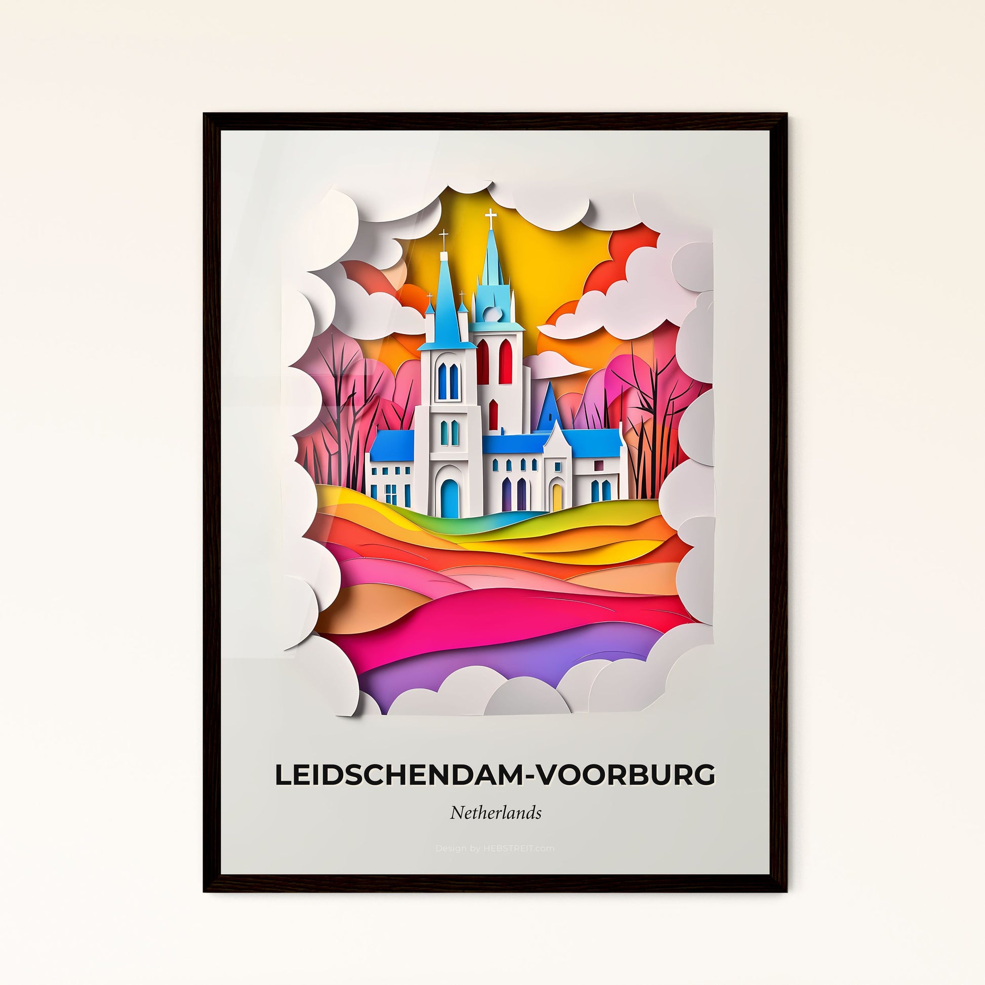 Vivid Leidschendam-Voorburg, Netherlands - a paper cut of a church in a field