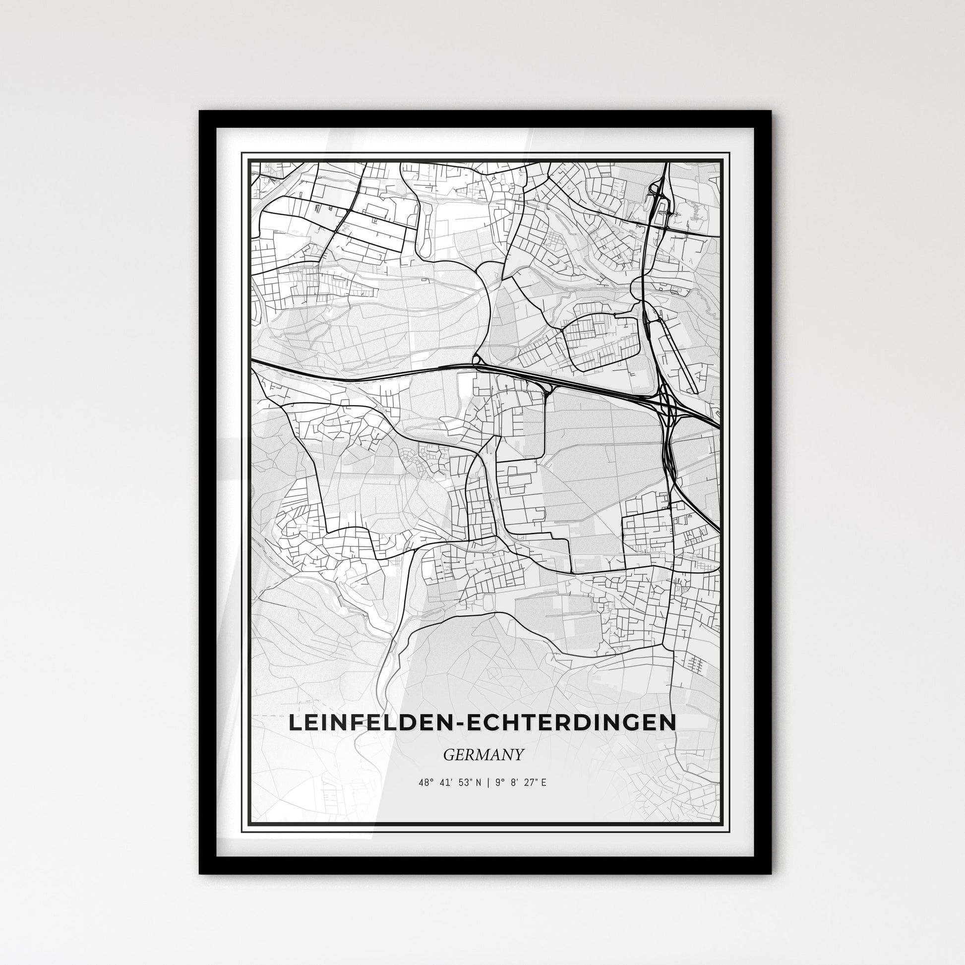 Leinfelden-Echterdingen Germany - Scandinavian Style City Map for Modern Home Decor