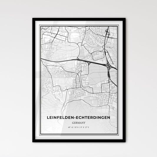 Leinfelden-Echterdingen Germany - Scandinavian Style City Map for Modern Home Decor