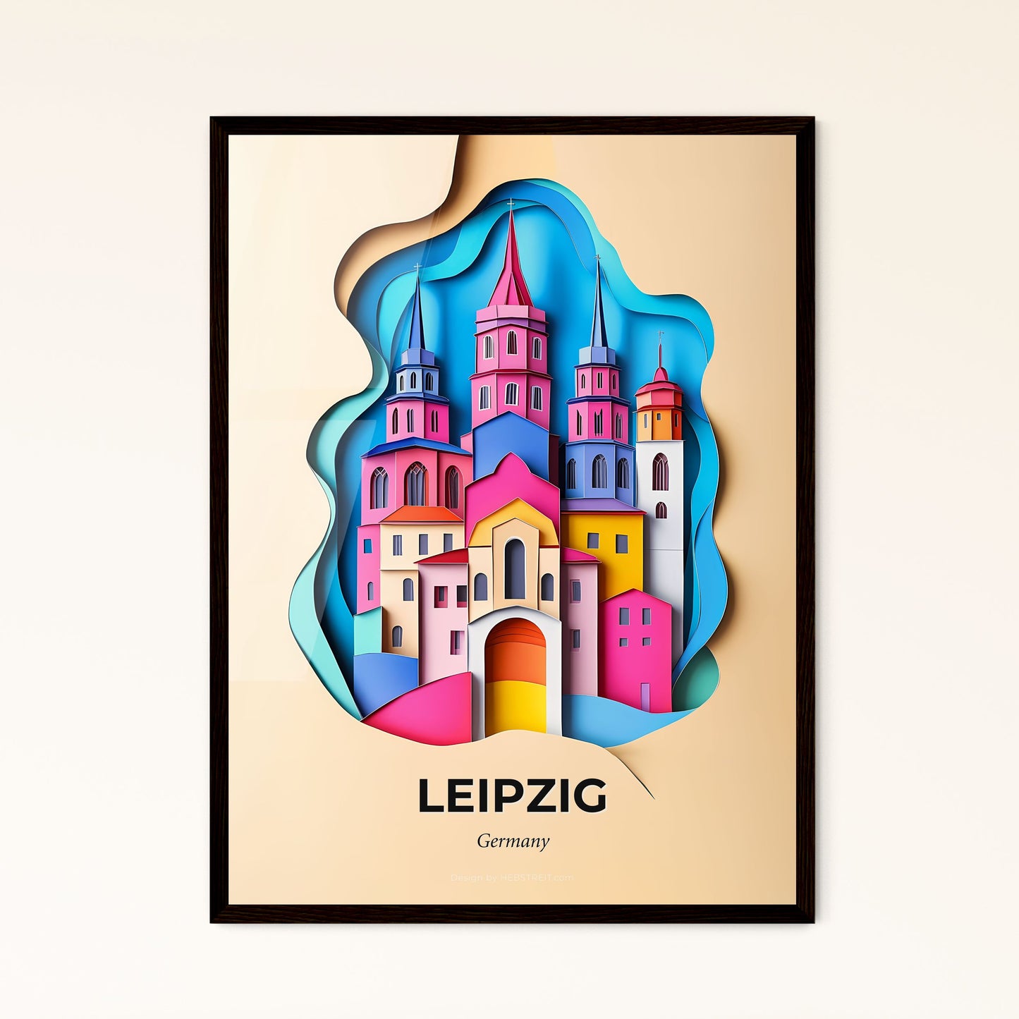 Vivid Leipzig, Germany - a paper cut of a city with a clock tower