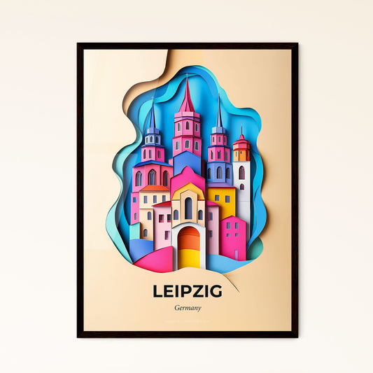 Vivid Leipzig, Germany - a paper cut of a city with a clock tower