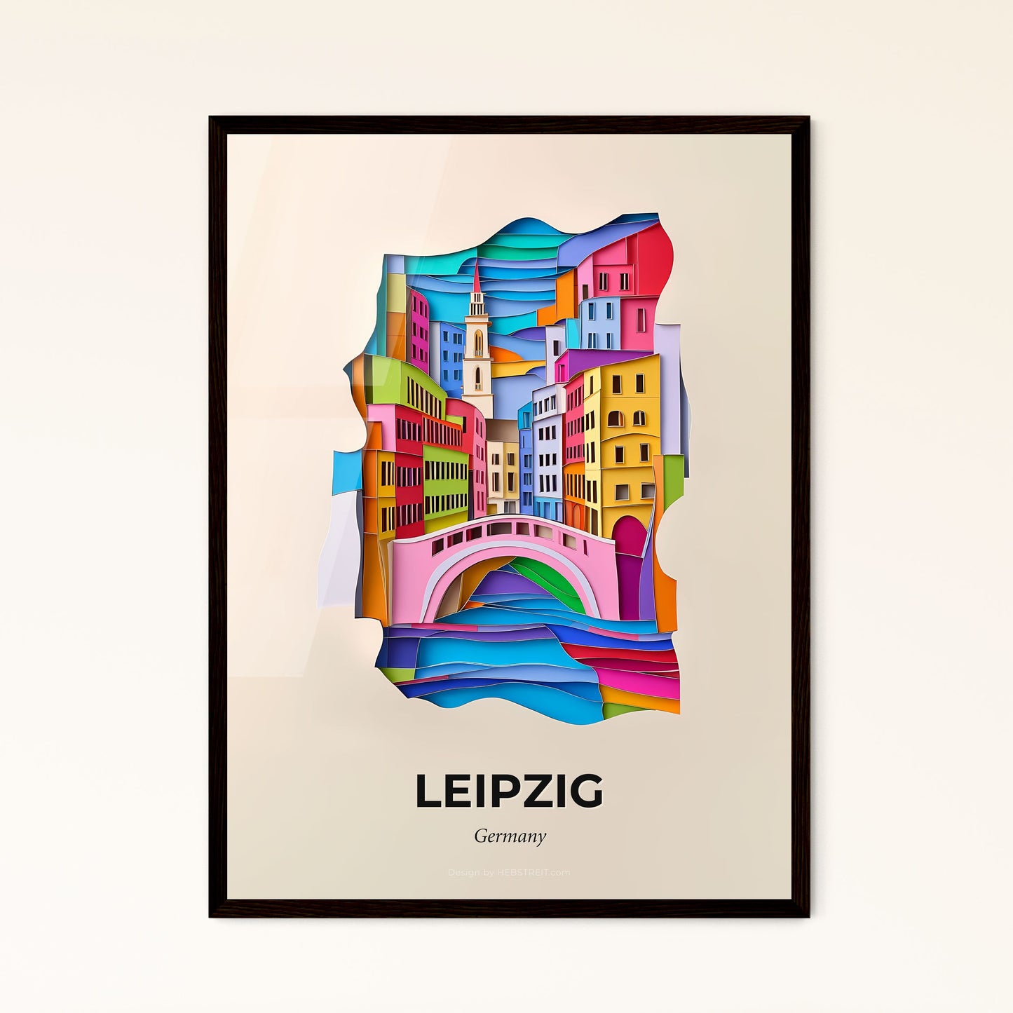 Vivid Leipzig, Germany - a paper cut of a city with a bridge