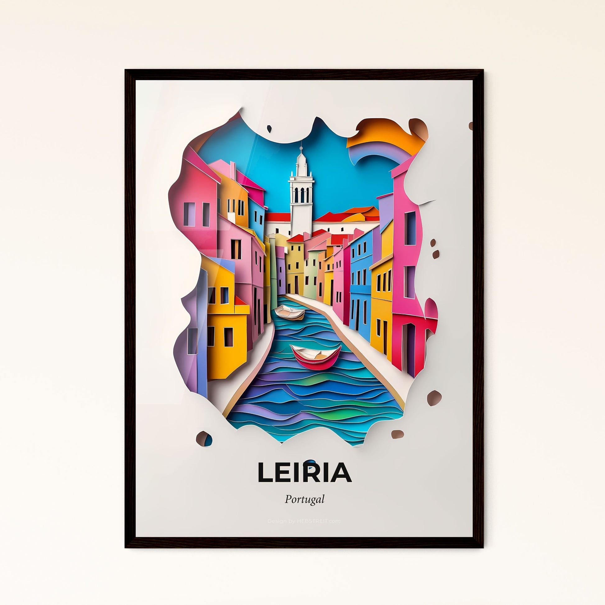 Vivid Leiria, Portugal - a paper cut of a city with a boat