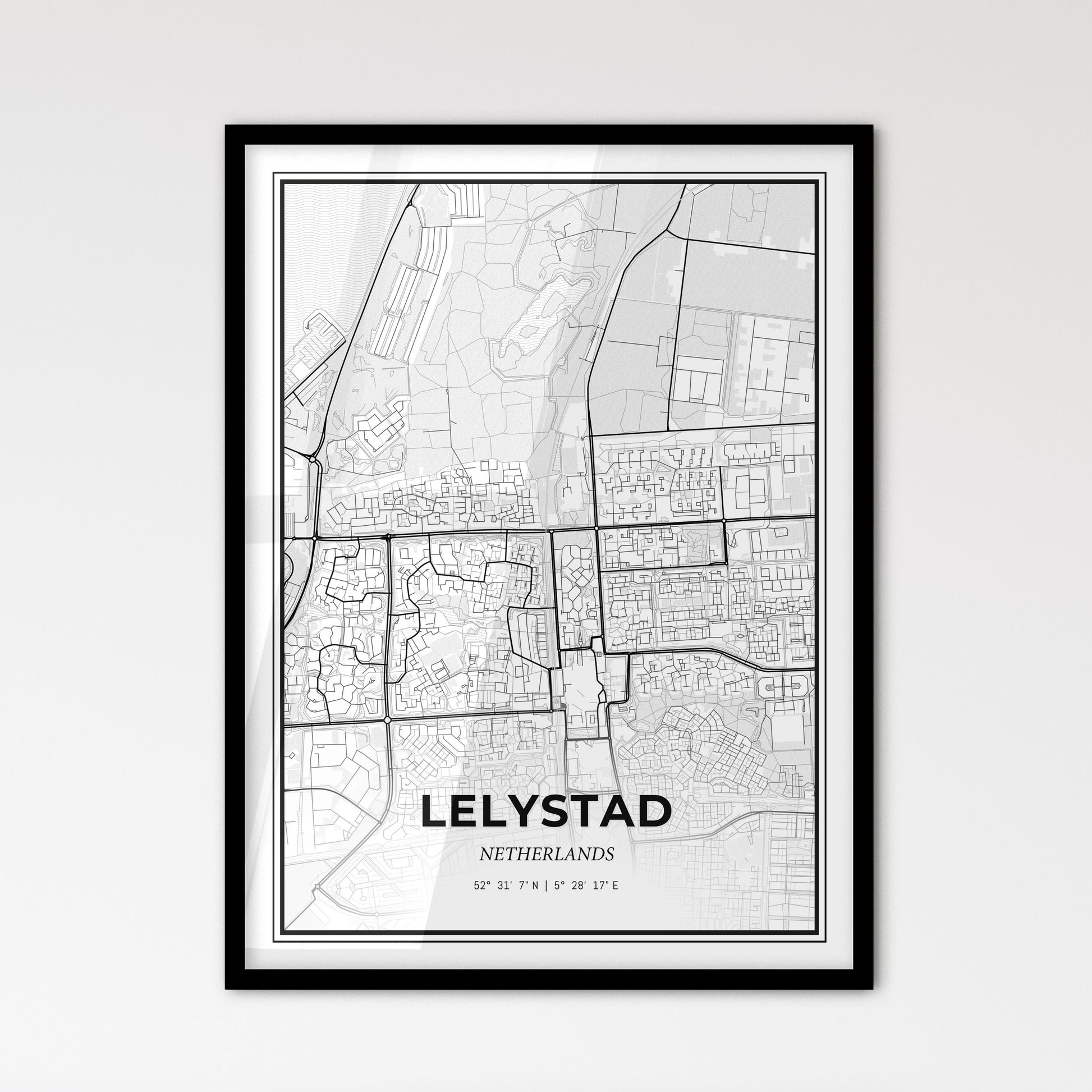  Lelystad Netherlands - Scandinavian Style City Map for Modern Home Decor