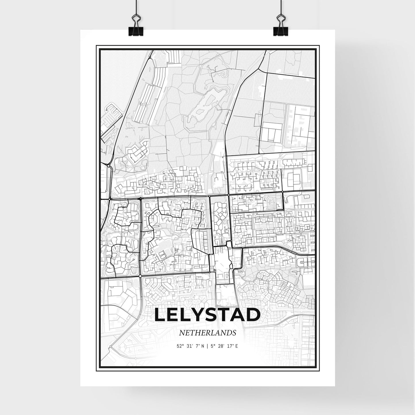  Lelystad Netherlands - Premium City Map Poster