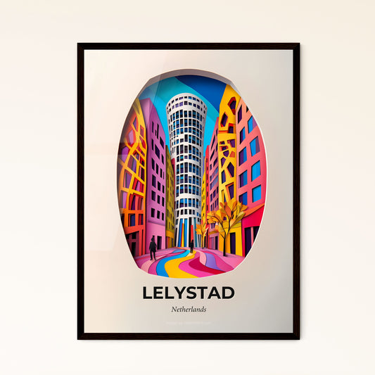 Vivid Lelystad, Netherlands - a painting of a city street with a building in the background