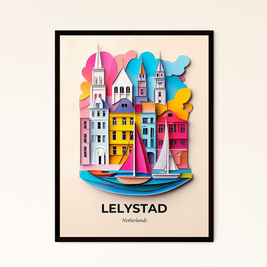 Vivid Lelystad, Netherlands - a paper cut of a city with a sailboat